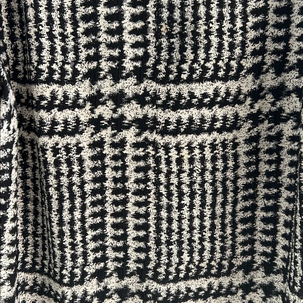 ZARA WOMAN SHIFT DRESS BLACK WHITE HOUNDSTOOTH PLAID BELL SLEEVES SIZE L - Picture 2 of 5
